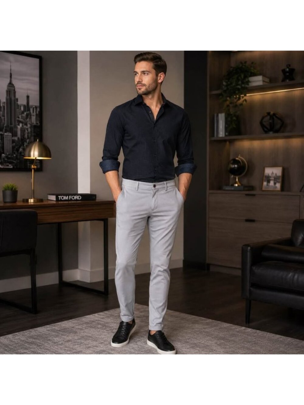 Au Noir Stretch Dress Jogger Pants Men’s 36 Gray Performance Trousers